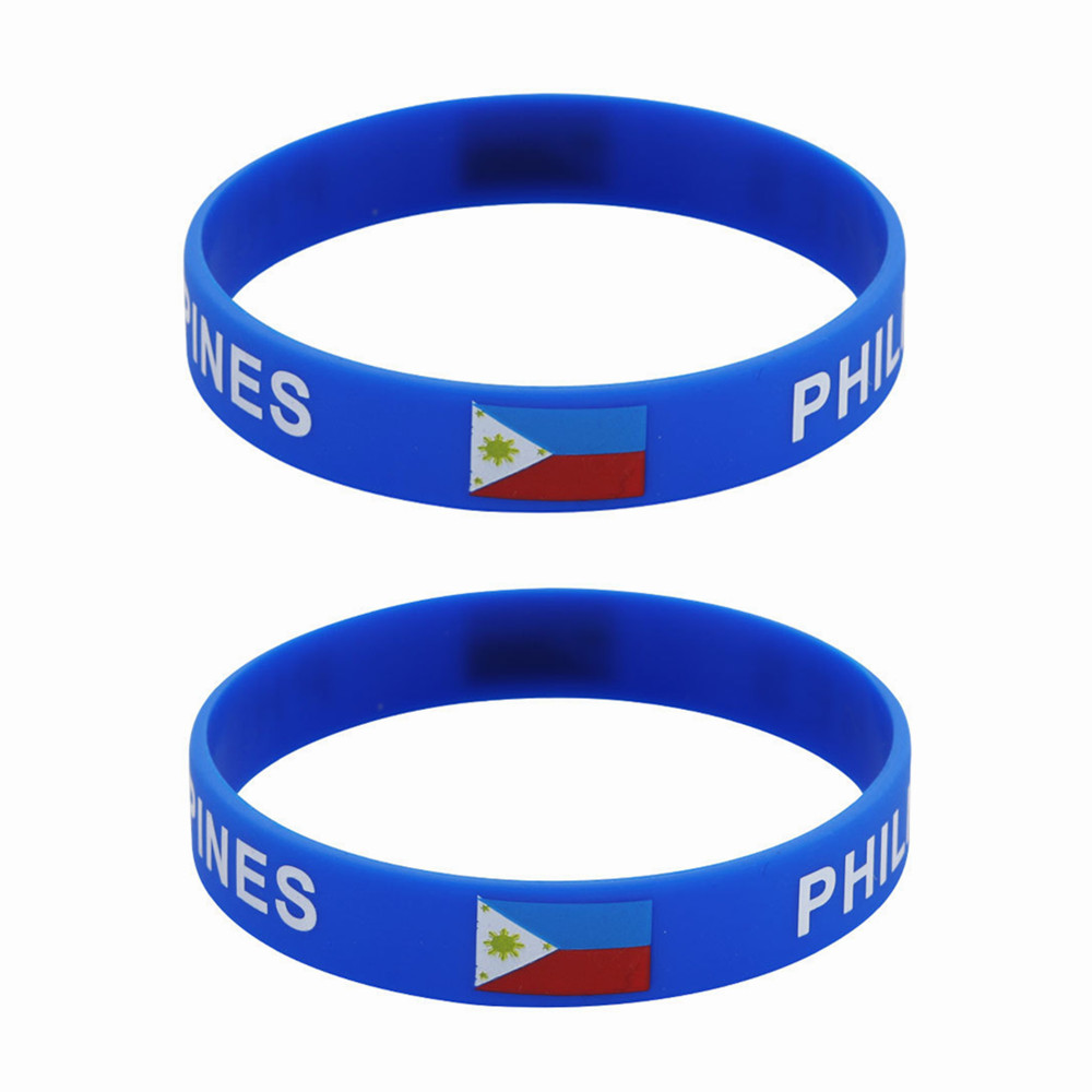 Men'S Accessories Philippines - 2pcs Philippines Flag Silicone Bracelet Sports