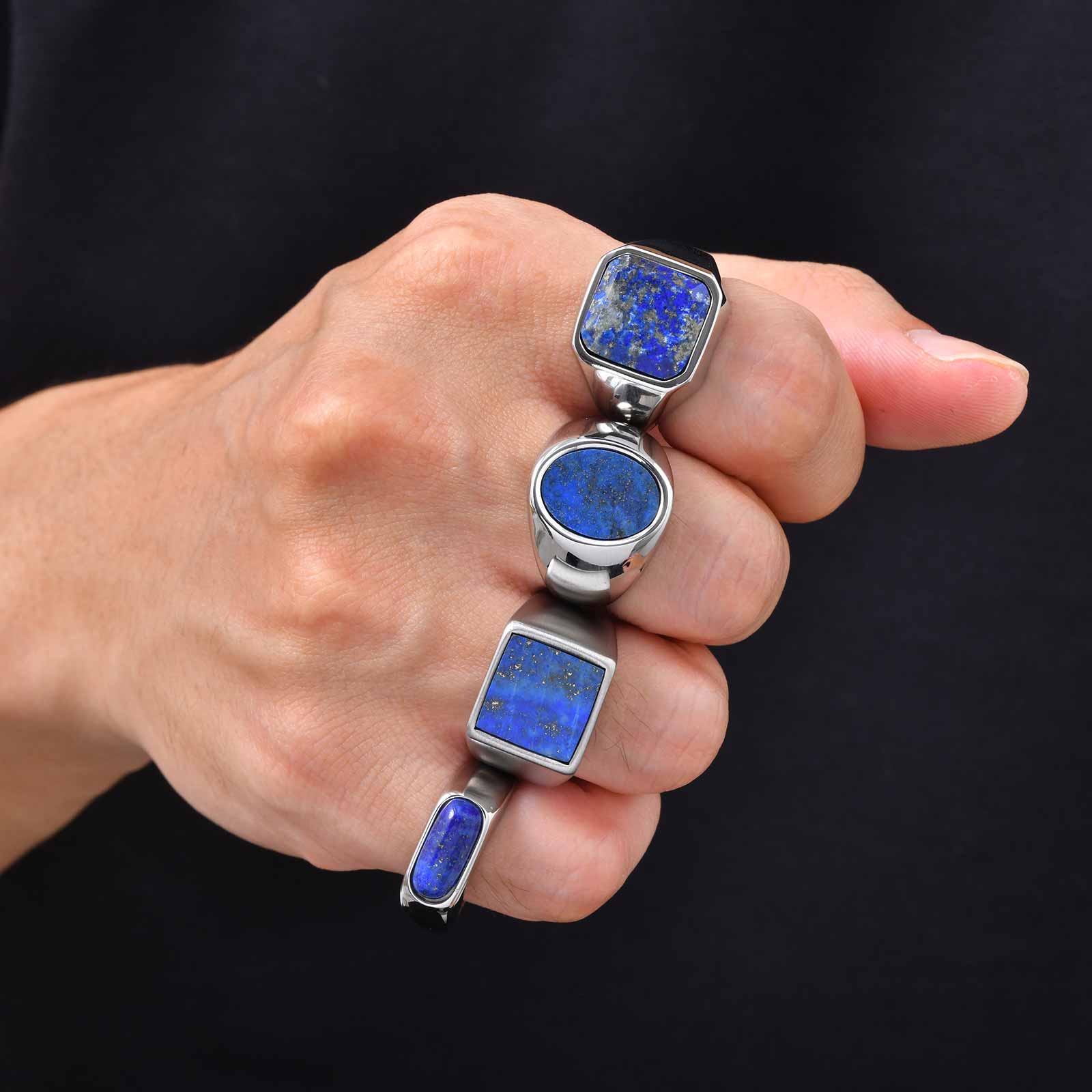 Classic Fashion Blue Natural S - đánh giá và giá Signet Ring Men
