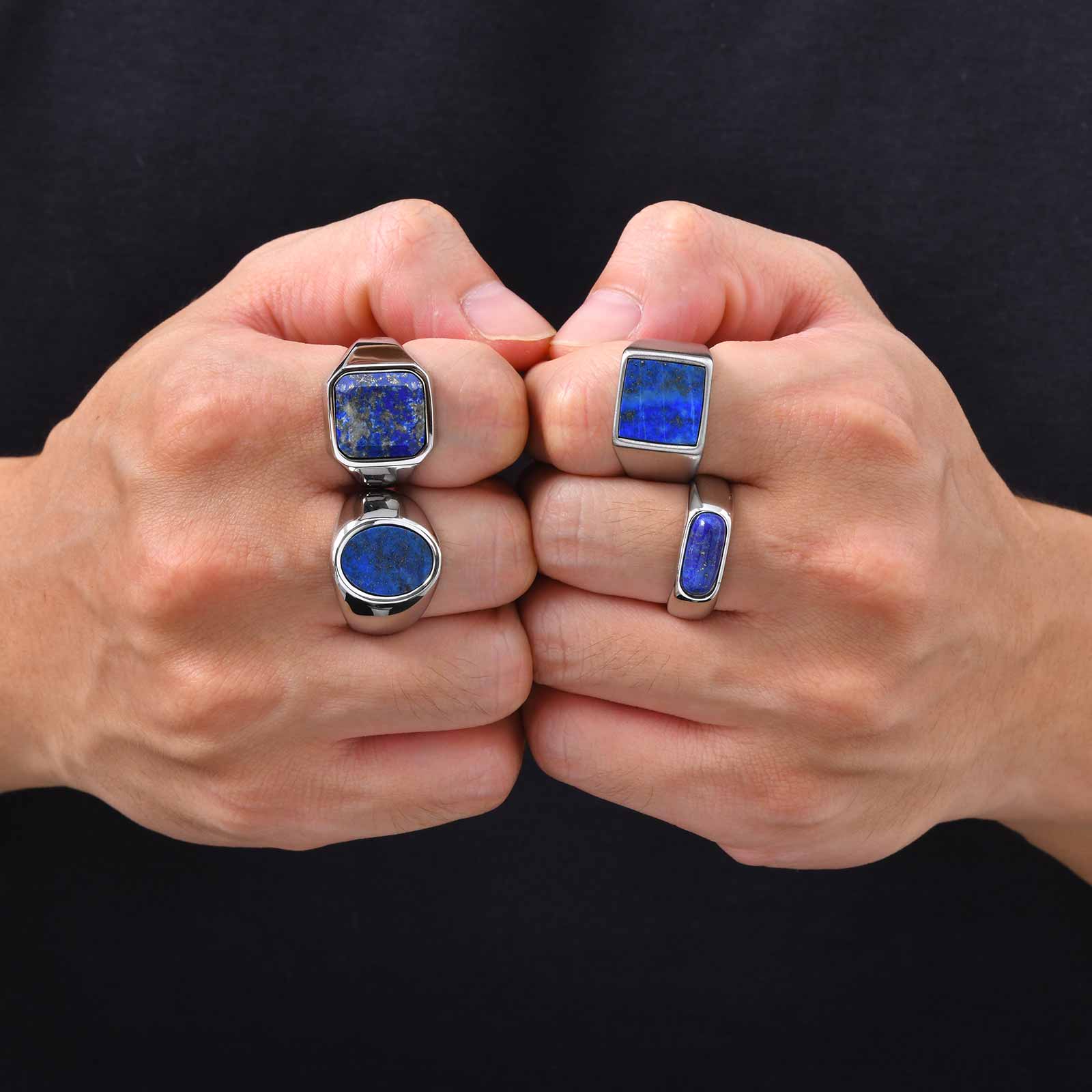 Classic Fashion Blue Natural S - đánh giá và giá Signet Ring Men