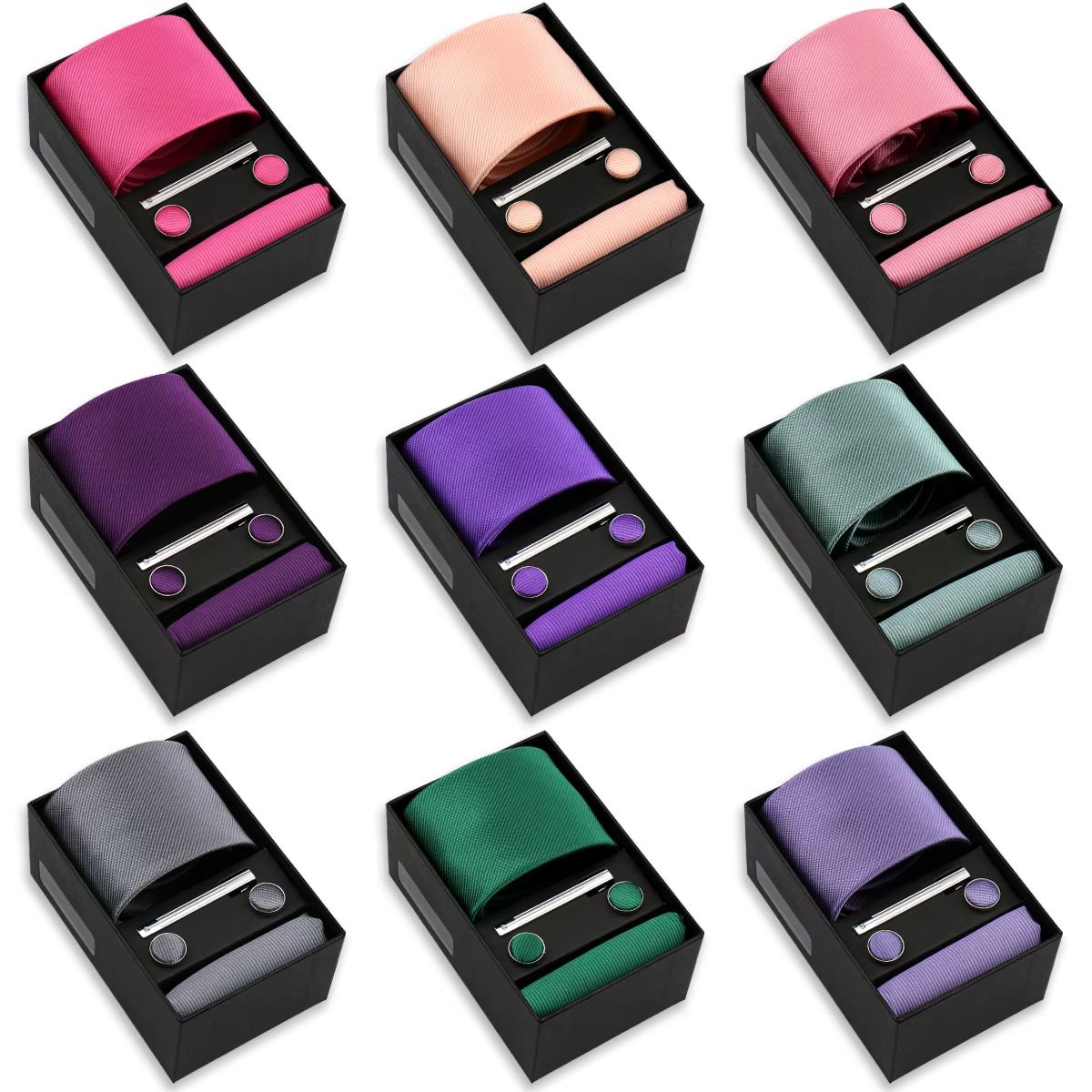 Brand Fashion Solid Color Tie  - đánh giá và giá Men'S Accessories Gift Set Branded