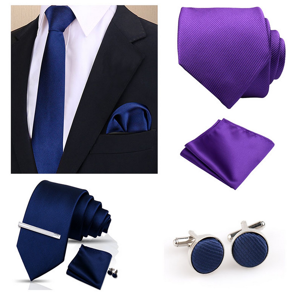 Brand Fashion Solid Color Tie  - đánh giá và giá Men'S Accessories Gift Set Branded
