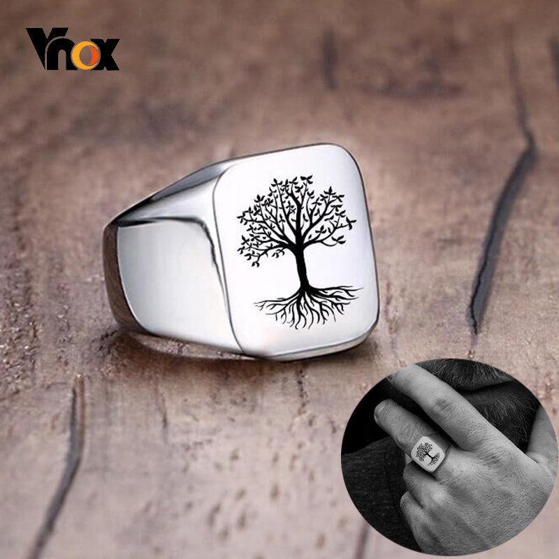 Vnox Đá Punk Sóc Cây Signet Nh - đánh giá và giá Signet Ring Men