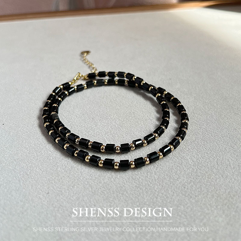 Natural 4mm obsidian Necklace  - đánh giá và giá Men Accessories Kit