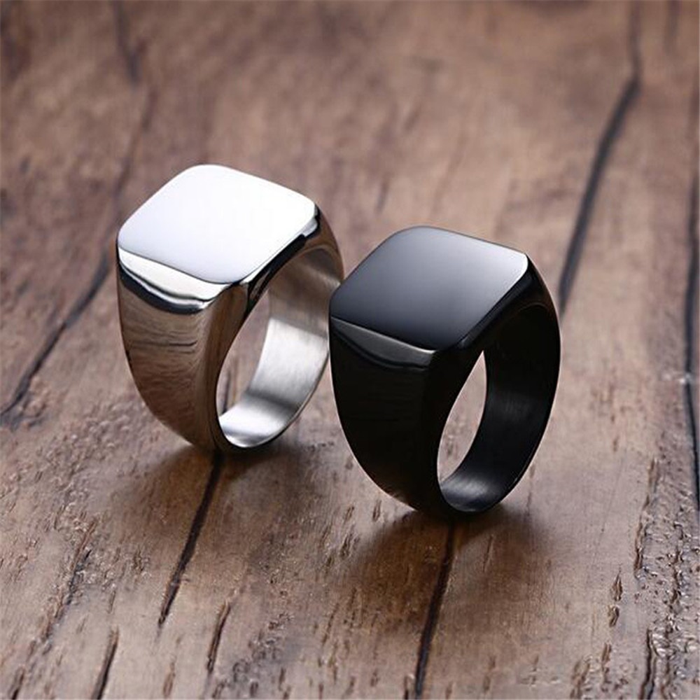 Fashion Men Black Smooth Stain - đánh giá và giá Signet Ring Men
