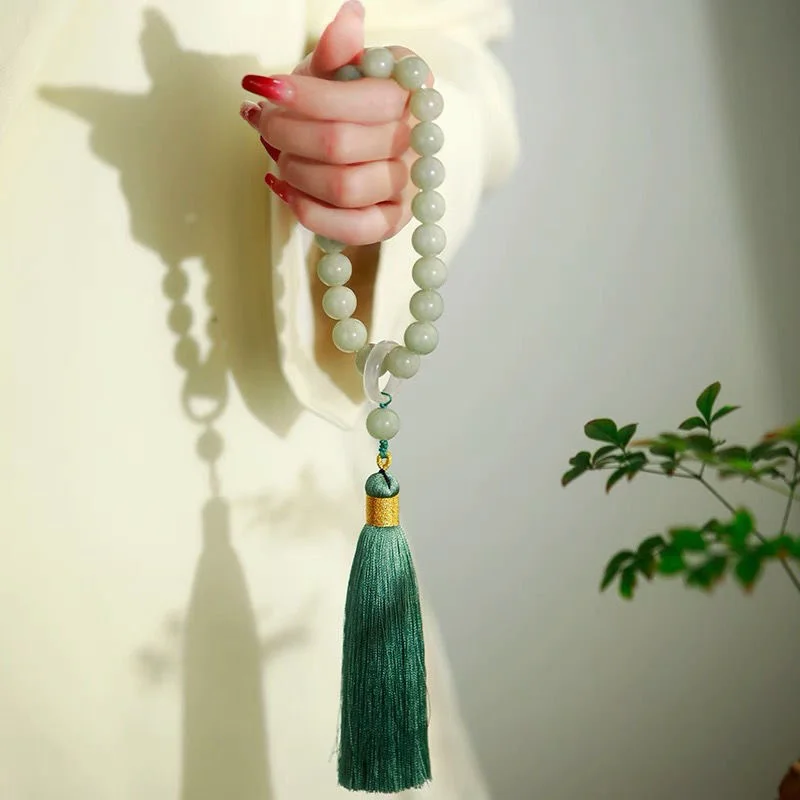 Đá Ngọc Tủy Xanh Hạt 12Mm Tua  - đánh giá và giá Bracelet Beaded Men