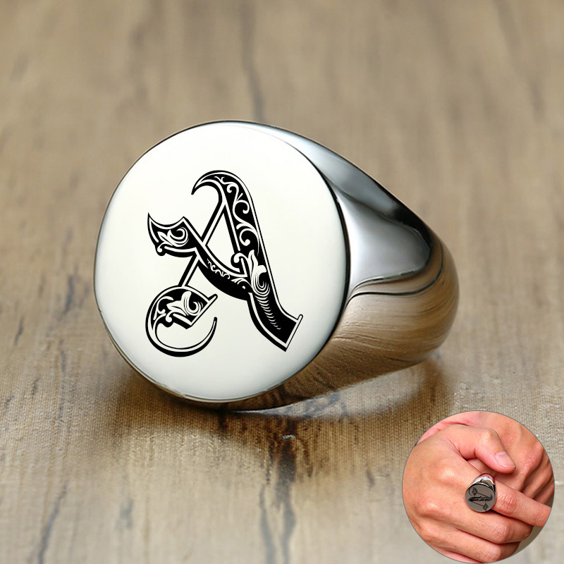 Vnox Kiểu Dáng Hoa Văn Chữ Ban - đánh giá và giá Signet Ring Men