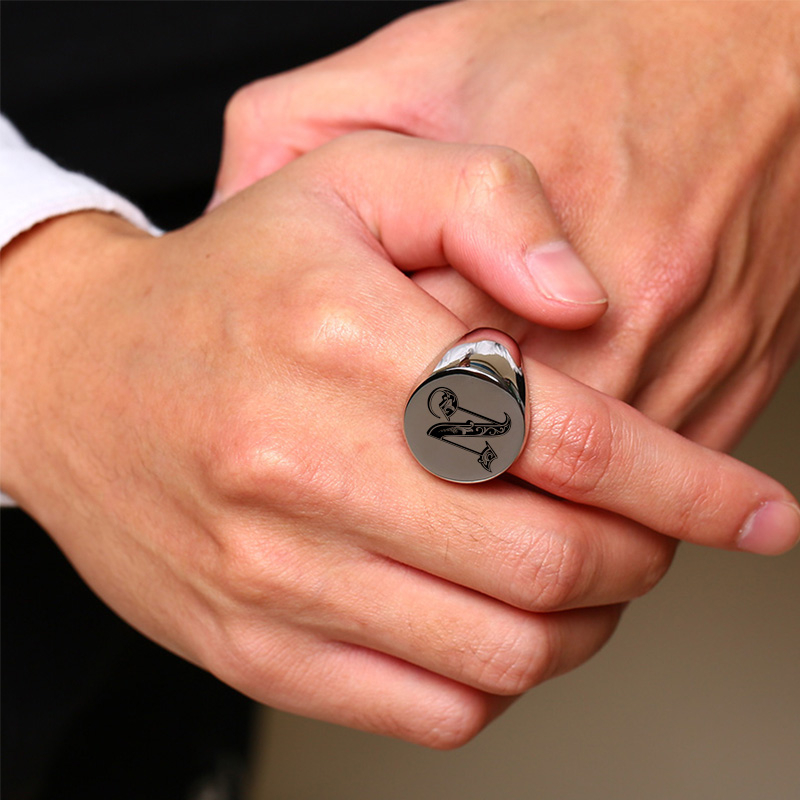 Vnox Kiểu Dáng Hoa Văn Chữ Ban - đánh giá và giá Signet Ring Men
